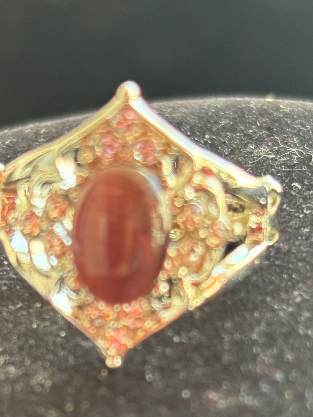 Gold-Tone Ring with Brown Oval Stone